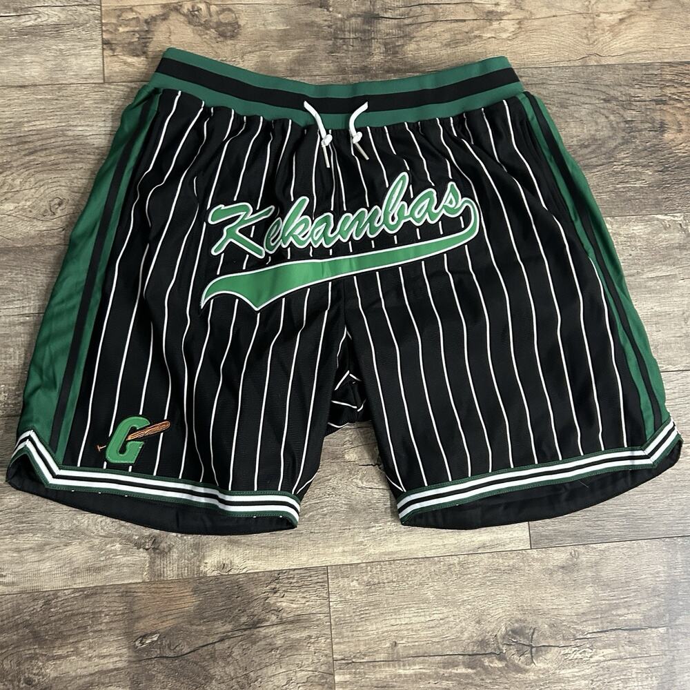 Headgear Classics 2XL Hardball Kekambas Basketball Shorts Black Pinstripes Y2K